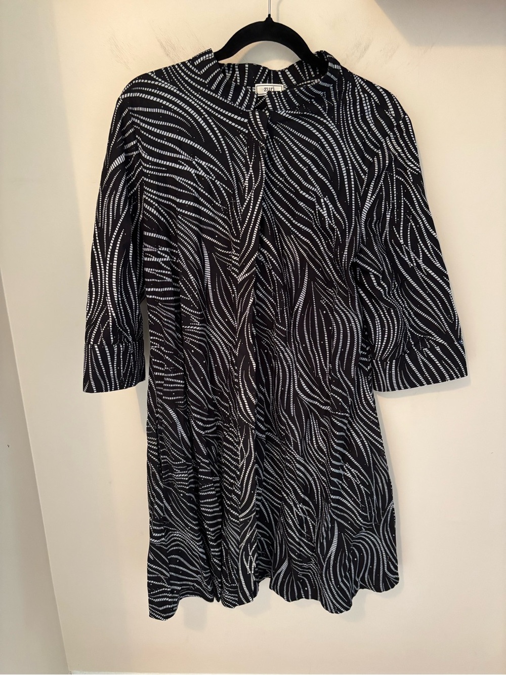 Zuri Dress Black And White Wave Abstract Dress Size L